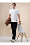 Textured Henley Neck Regular Fit White T-shirt - 5