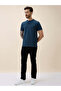 Textured Henley Neck Regular Fit Petrol T-shirt - 5