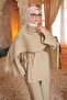 Khaki Shawl Detailed Tunic Trouser Suit - 3
