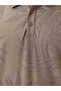 Embossed All-Over Textured Khaki Polo T-shirt - 4