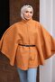 Camel Belted Boucle Poncho - 2
