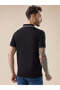 Solid Regular Fit Brand Logo Print Black Polo T-shirt - 3