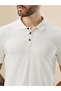 Textured Regular Fit White Polo T-shirt - 4