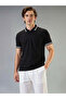 Solid Tipping Collar Neck Regular Fit Black Polo T-shirt