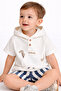 “Cozy Dino” Hooded Tee & Striped Shorts Baby Set - 6