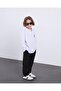 Boy's White Polo Collar Sweatshirt Black Striped Pants Set - Stylish Comfortable Daily Combination 5084S - 3