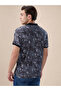 All-Over Floral Print Regular Fit Black Polo T-shirt - 3