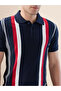 Striped Regular Fit Navy Polo T-shirt - 4