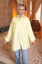 Yellow Elastic Sleeves Striped Shirt Tunic - 3