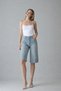 Women's Knee Length Classic 5 Pocket Blue Loose Denim Shorts