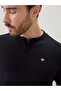 Solid Henley Neck Brand Logo Print Regular Fit Black T-shirt - 4