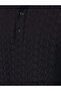 Textured Contrast Tipping Regular Fit Black Polo T-shirt - 4