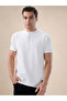 Textured Henley Neck Regular Fit White T-shirt