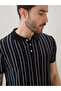 Striped Regular Fit Black Polo T-shirt - 4