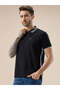 Waffle Textured Regular Fit Balck Polo T-shirt - 2
