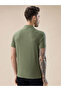 Olive Textured Vertical Stripe Regular Fit Polo T-shirt - 3