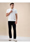 Embossed All-Over Textured White Polo T-shirt - 5