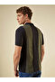 Olive Black Cut & Sew Panel Regular Fit Polo T-shirt - 3