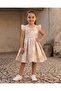 Girls Pink High Low Jacquard Dress - 5