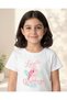 Girls White Flamingo Placement Print T-Shirt - 4