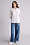 H0277Axer105 Ecru Regular Fit Striped Gofre Textured Long Sleeve Tunic - 2