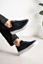 Orion Genuine Leather Men's Lace-Up Thick Sole Casual Navy Blue Sneakers - 3