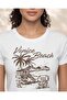 Women Beige Placement Print Rib T Shirt - 4