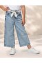 Girls Blue Wide Leg Jeans With Belt