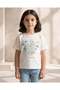 Girls White Printed T-Shirt