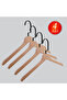 Wooden (Black Lama Hook) Clothes, Blouses, Shirts Hanger Natural Color 4 Pieces