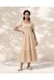 Women Beige Plain Knitted Casual Dress