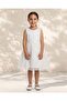 Girls White Textured Party Dress