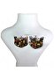 Brown Variegated Cat Polymer Clay & Epoxy Design Nail Earrings (Nails Stainless Steel) - 6