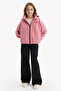 F8972A8Br82 Claret Red Hooded Raincoat for Girls - 2
