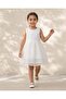 Girls White Textured Party Dress - 2