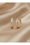 3S أقراط دائرية من الفولاذ الذهبي منقوش و مرصّع بالأحجار - 2