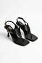 Sara Gold Ring Detailed Flip-Flop Clog Heels for Women Sandals - Black