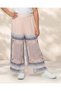 Senior Girls White And Pink Pleated Pants