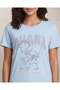 Women Pale Blue Stitch Graphic Oversized T Shirt - 4