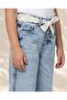 Girls Blue Wide Leg Jeans With Belt - 4