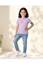 Girls Lilac Placement Print T-Shirt - 2