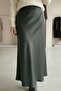 Satin Khaki Flared Skirt - 4