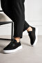 Orion Genuine Leather Men's Lace-Up Thick Sole Casual Black Sneakers - 4
