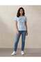Women Pale Blue Stitch Graphic Oversized T Shirt - 2