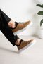 Orion Genuine Leather Men's Lace-Up Thick Sole Casual Mustard Color Sneakers - 3