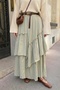 Ruched Layered Light Khaki Voile Skirt - 3