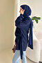 Side-Tie Shawl Blouse - Navy Blue - 5