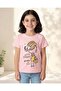 Girls Light Pink Placement Print T-Shirt