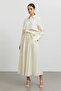 Shirt Detail Belted Dress-Cream Cream - 2