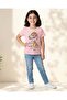 Girls Light Pink Placement Print T-Shirt - 2